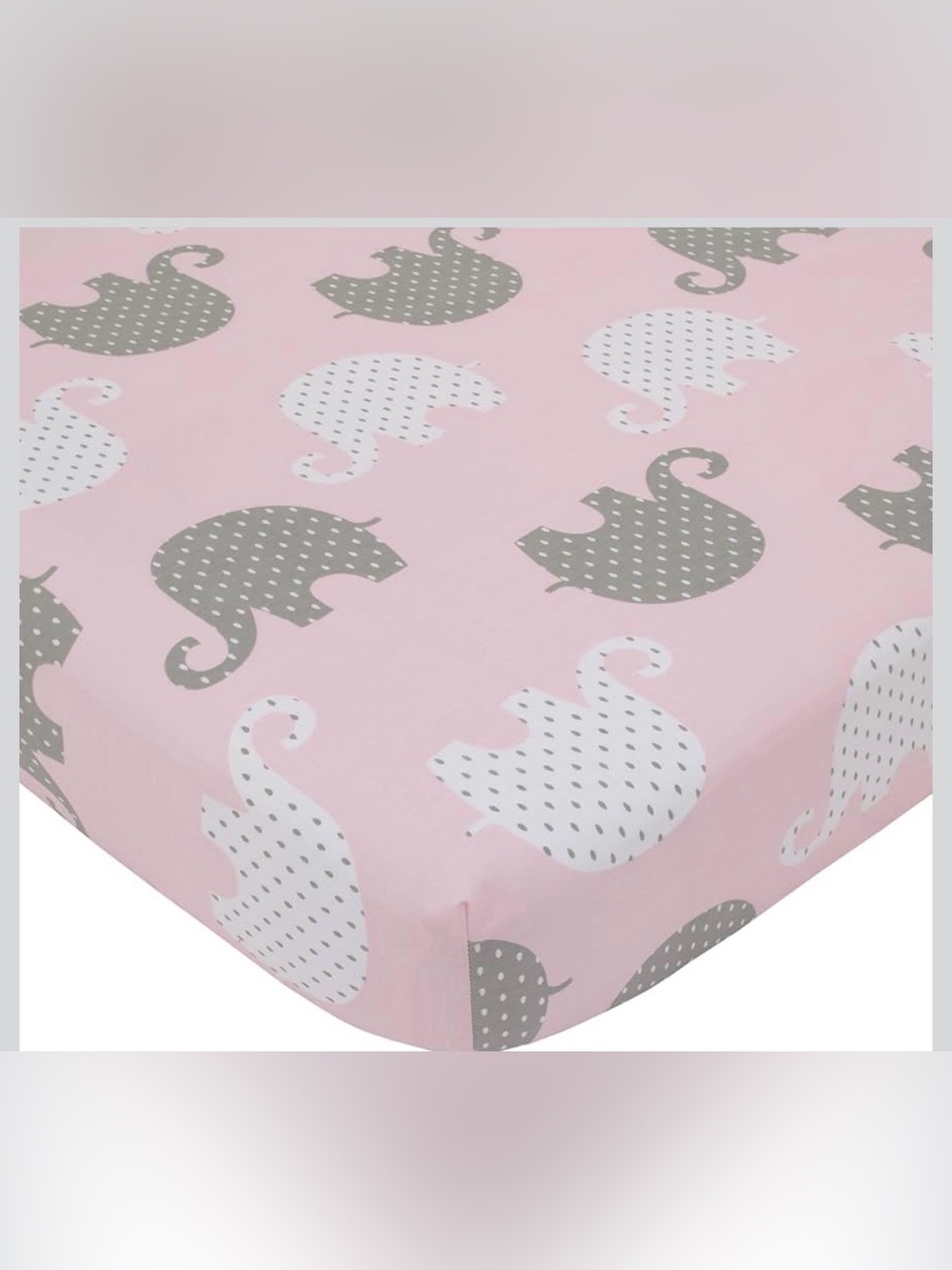 NoJo Dreamer Pink Grey Elephant Crib Set